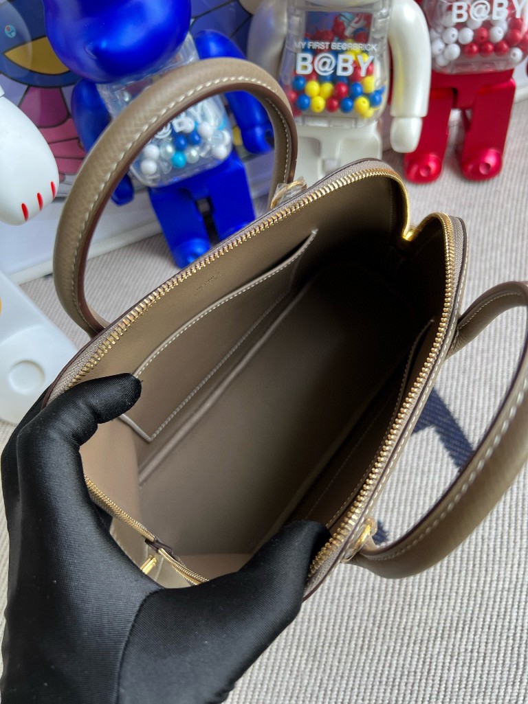 Hermès（爱马仕）Bolide 保龄球包 Epsom 原厂掌纹皮 ck18 大象灰 etoupe 金扣 25cm 顶级手缝