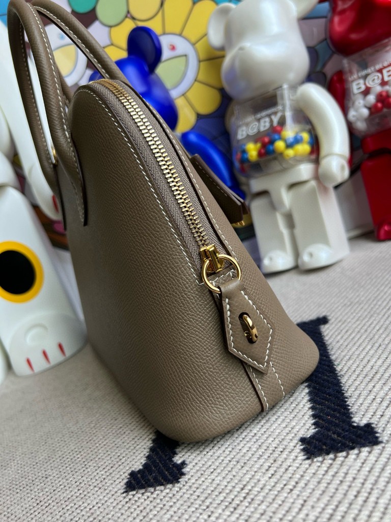 Hermès（爱马仕）Bolide 保龄球包 Epsom 原厂掌纹皮 ck18 大象灰 etoupe 金扣 25cm 顶级手缝