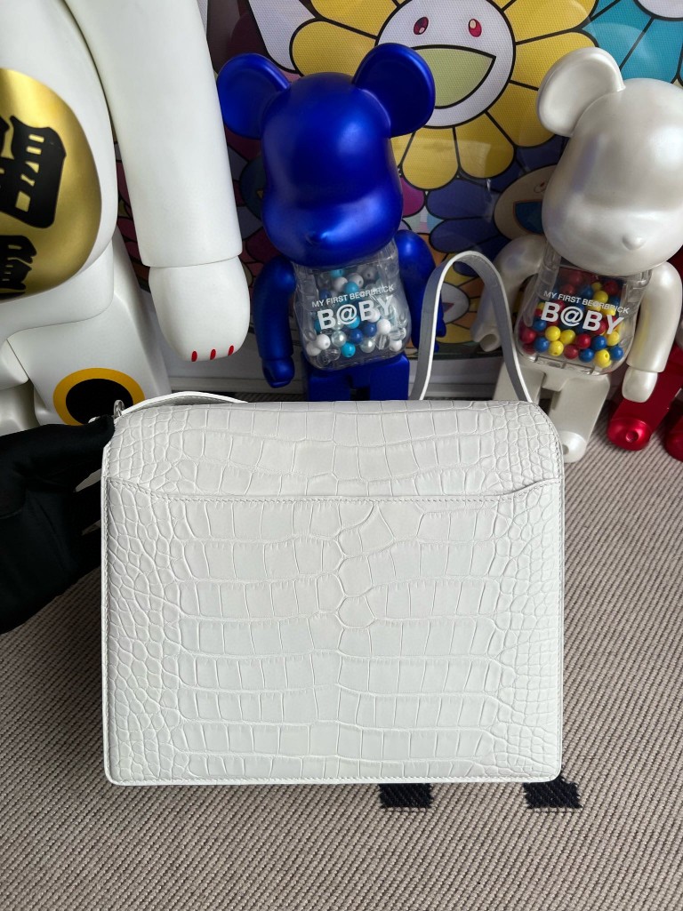 Hermès（爱马仕）Roulis 猪鼻子 Alligator matt 雾面鳄鱼 白雪公主 银扣 24cm