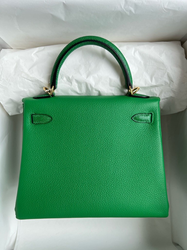 Hermès(爱马仕)Kelly 凯莉包 Touch 系列 竹子绿 Lizard 亮面蜥蜴 金扣 25cm 顶级手缝-拉尔森鳄鱼皮具定制 - 爱马仕包包官网 Hermès(爱马仕)Kelly 凯莉包 Touch 系列 竹子绿 Lizard 亮面蜥蜴 金扣 25cm 顶级手缝