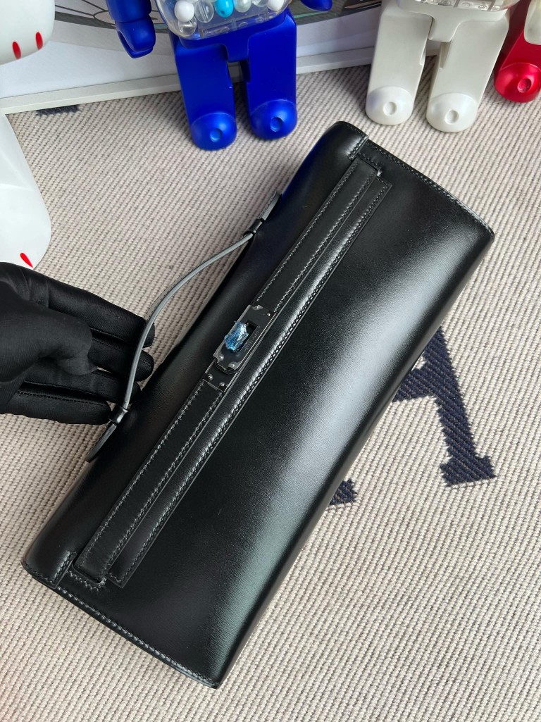 Hermès(爱马仕)Kelly cut Boxcalf 黑色 黑扣 So black 31cm-拉尔森鳄鱼皮具定制 - 爱马仕包包官网 Hermès(爱马仕)Kelly cut Boxcalf 黑色 黑扣 So black 31cm