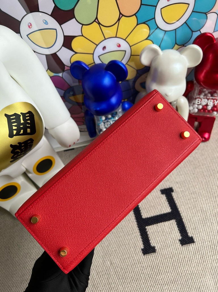 Hermès(爱马仕)kelly 凯莉包 原厂掌纹皮 Epsom Q5 国旗红 rouge casaque 金扣 25cm 顶级手缝-拉尔森鳄鱼皮具定制 - 爱马仕包包官网 Hermès(爱马仕)kelly 凯莉包 原厂掌纹皮 Epsom Q5 国旗红 rouge casaque 金扣 25cm 顶级手缝