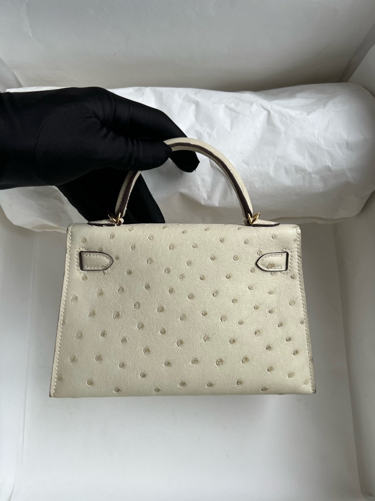 Hermès(爱马仕)Mini kelly ll Ostrich kk 鸵鸟 3C 羊毛白 金扣 19cm 顶级手缝-拉尔森鳄鱼皮具定制 - 爱马仕包包官网 Hermès(爱马仕)Mini kelly ll Ostrich kk 鸵鸟 3C 羊毛白 金扣 19cm 顶级手缝