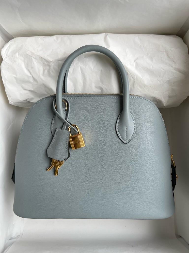 Hermès(爱马仕)Bolide 保龄球包 Evecolor J7 亚麻蓝 内拼 冰川蓝 金扣 25cm 顶级手缝-拉尔森鳄鱼皮具定制 - 爱马仕包包官网 Hermès(爱马仕)Bolide 保龄球包 Evecolor J7 亚麻蓝 内拼 冰川蓝 金扣 25cm 顶级手缝