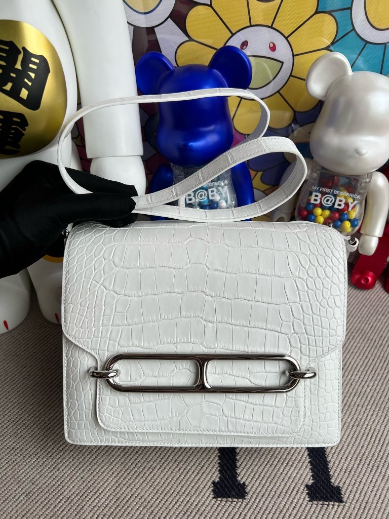 Hermès（爱马仕）Roulis 猪鼻子 Alligator matt 雾面鳄鱼 白雪公主 银扣 24cm