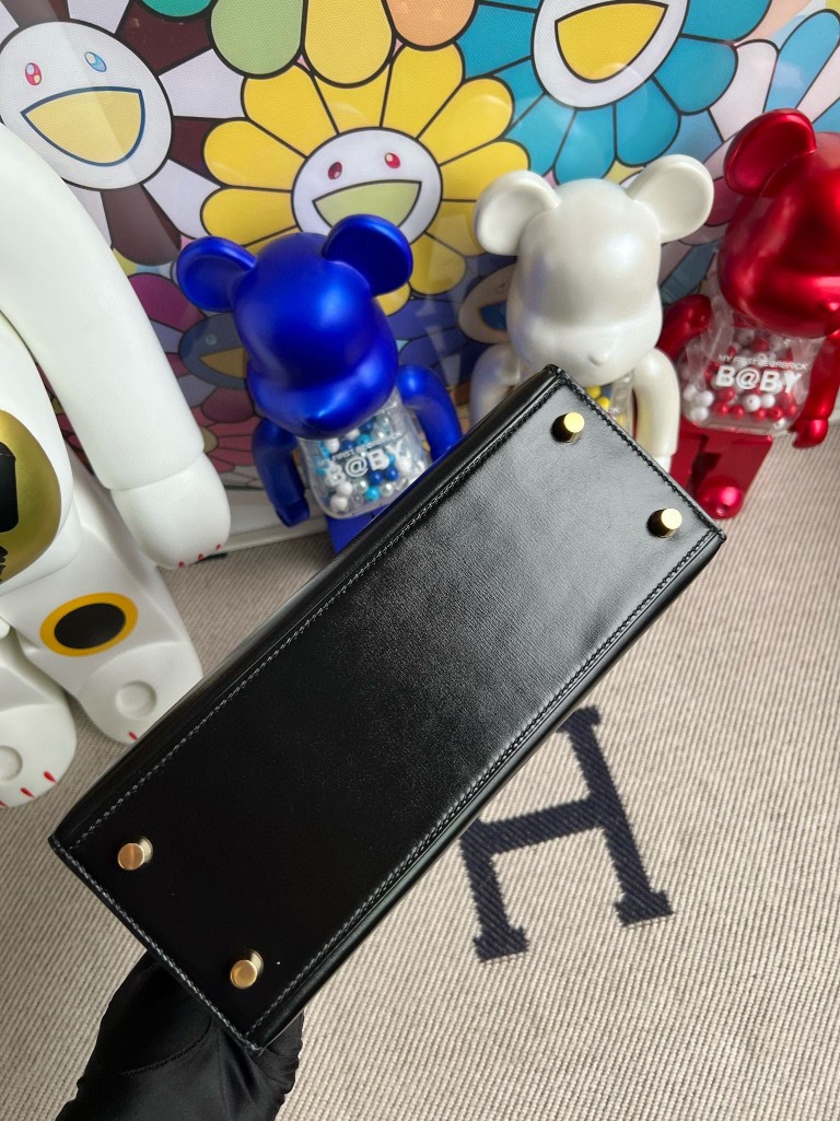 Hermès(爱马仕)kelly 凯莉包 Boxcalf ck89 黑色 Noir 金扣 25cm 顶级手缝-拉尔森鳄鱼皮具定制 - 爱马仕包包官网 Hermès(爱马仕)kelly 凯莉包 Boxcalf ck89 黑色 Noir 金扣 25cm 顶级手缝
