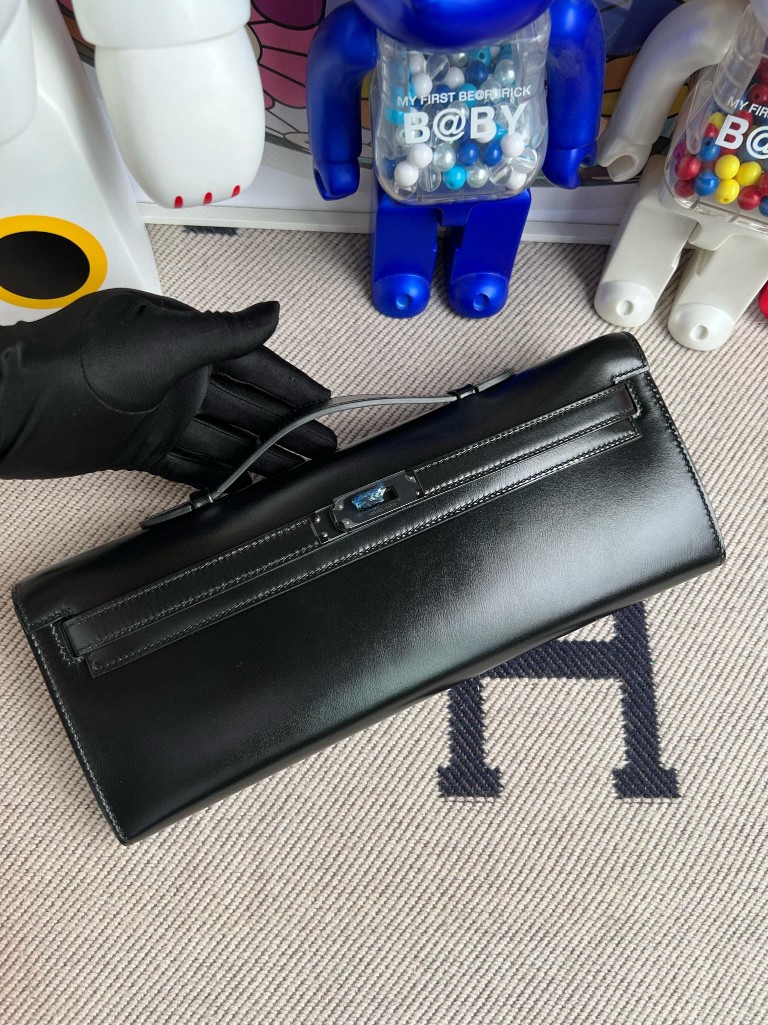 Hermès(爱马仕)Kelly cut Boxcalf 黑色 黑扣 So black 31cm-拉尔森鳄鱼皮具定制 - 爱马仕包包官网 Hermès(爱马仕)Kelly cut Boxcalf 黑色 黑扣 So black 31cm