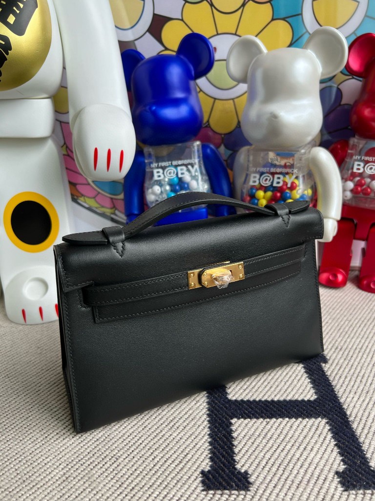 Hermès(爱马仕)Mini pochette Swift ck89 黑色 Noir 金扣 22cm 顶级手缝 手拿包 晚宴包-拉尔森鳄鱼皮具定制 - 爱马仕包包官网 Hermès(爱马仕)Mini pochette Swift ck89 黑色 Noir 金扣 22cm 顶级手缝 手拿包 晚宴包